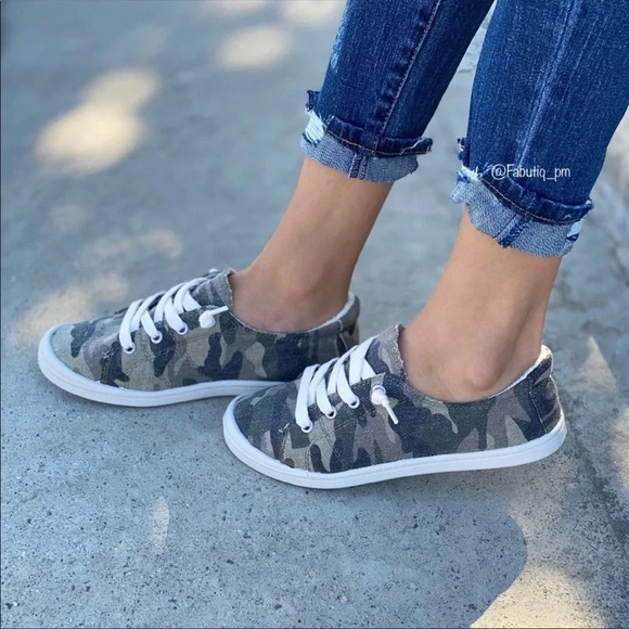 Camo Slip-On Sneakers | Soda Canvas Lace-Up Casual Shoes - Picture 2 of 3